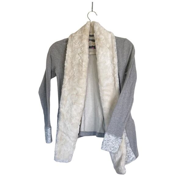 ANTHROPOLOGIE Saturday Sunday Ambrose Knit Jacket Size XS Gray Faux Fur - Picture 3 of 8